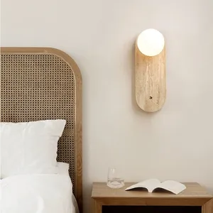 Travertine Wall Light With Glass Ball – Round/Oblong thumbnail-4