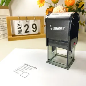 Auto Stamp 25x25mm Square WES Factory Custom With Protective Cover Logo Printing for Official Seals Authentication thumbnail-2