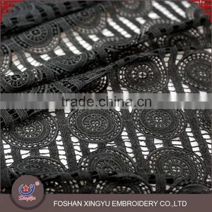 Fashion High Quality Black Embroidered Dress Lace Fabric Swiss Voile With Cutwork Embroidery thumbnail-3