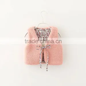 2015 Autumn & Winter Children Vest All-match Girl Lamb Wool Fur Coat Baby Girl Outwear With Fur Balls thumbnail-6
