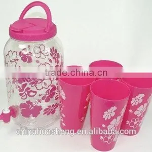 Plastic Pitcher Set BPA FREE Water Container Party Drink Set thumbnail-1