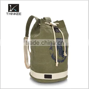Wholesale Custom Your Logo Unisex Green Drawstring Canvas Backpack thumbnail-2