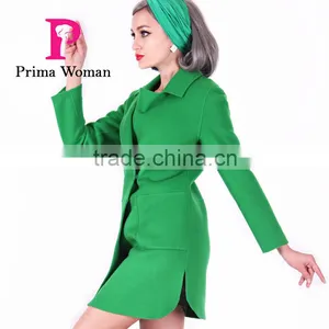 2016 Fashion Spring Wholesale Clothing Medium Length Slim Fit Wool Women Trench Coat thumbnail-4