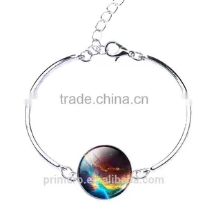 Sterling Silver Star Moon Glass Cabochon Charm Bracelets & Bangles Fashion Jewelry thumbnail-5