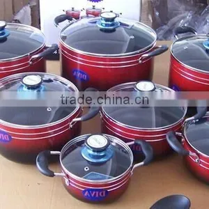 Colorful Aluminum Non-stick Ceramic Cooking Pot Stock Pot Casserole Hot Pot With Bakelite Handle Cookware Set thumbnail-1