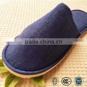 Cheap and OEM Hotel Disposable Pull Plush Slipper With EVA Sole thumbnail-3