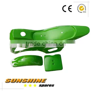 GREEN / WHITE MINIMOTO MINI MOTO DIRT BIKE FLAME PLASTICS FAIRING + MUDGUARD KIT thumbnail-1