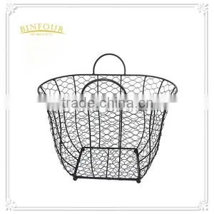 Round Wire Basket Sundries Storage Basket With Handles thumbnail-1