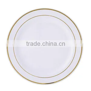6'' Round Disposable Plastic Plate With Gold and Silver Rim thumbnail-4