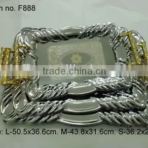 3pcs High End Quality Stainless Steel Dinnerware Dish/restaurant Dish/serving Tray Three Size: Large, Medium, Small thumbnail-1