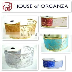 Christmas Organza Wired Ribbon for Gift Decoration thumbnail-1