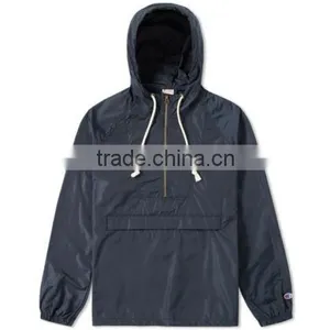 New Custom Latest Design Pull Over Coach Jacket Light Gray and Black thumbnail-1