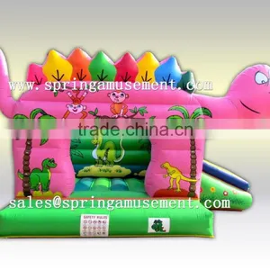 Pink Inflatable Dinosaur Bouncy Castle With Small Slide SP-AB022 thumbnail-1