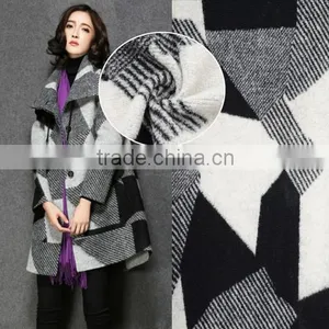 2016 Black and White New Jacquard Design Wool Blend Fabric for Woman's Overcoat Quality Choice thumbnail-1