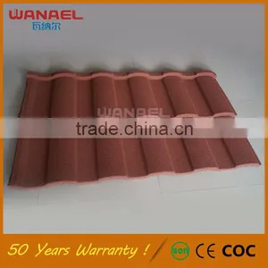 Guangzhou Factory Wanael Roman Light Weight Galvanized Metal Stone Coated Roof Tile thumbnail-2