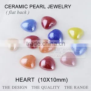 Wholesale Loose Ceramic Rhinestone Flat Back Pearl 10mm Heart Unfading Pearl for Party Decoration thumbnail-1