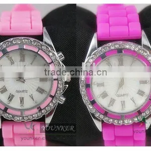 Silicone Rhinestone Sport Watch, Unisex Silicone Stainless Steel Watch(Japan Movt Wateproof) thumbnail-1