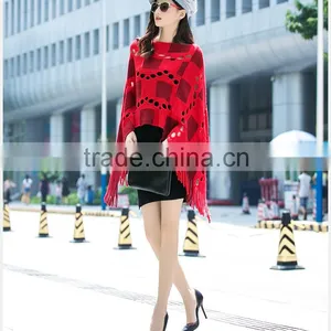 2015 New Irregular Tassel Show Thin Turtleneck Sweater Shawl Cloak thumbnail-2