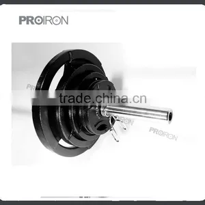 225bl Three Hole Cast Iron Weight Plate Barbell Set thumbnail-3