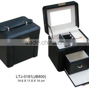 Leather Unique Design Small Black Jewelry Box Manufacturer thumbnail-1