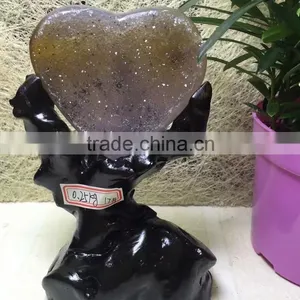 Natural Brazil Agate Love Heart Geodes Crystal Gifts For Sale thumbnail-3