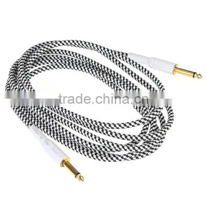 3M/10FT Black & White Cloth Braided Tweed Guitar Cable Cord thumbnail-3