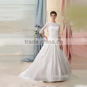 2016 China Custom Made Lace Appliqued Wedding Dress for Bridal thumbnail-1