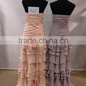 Elegant Ruffle Chiffon Long Chiffon Gown Manufacturers in China thumbnail-5