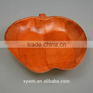 Cheap Apple Shaped Red Woven Wooden Party Kid Gift Decoration Plate and Bowl thumbnail-4