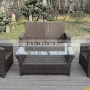 PE Wicker Patio Rattan Sofa Set Couch Brown thumbnail-1