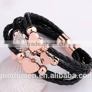 Zinc Alloy Silver Cross Leather Charm Pendant Bracelet thumbnail-3