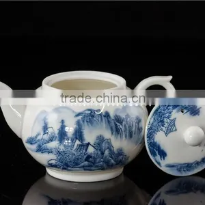 300cc Blue Landscape Ceramic Tea Pot/teapot thumbnail-1
