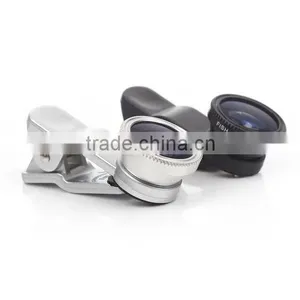 High Quality 180Degree Fisheye+0.67X Wide-angle +Macro Lens Clip Camera Photo Kit For Mobilephones Tablets thumbnail-1