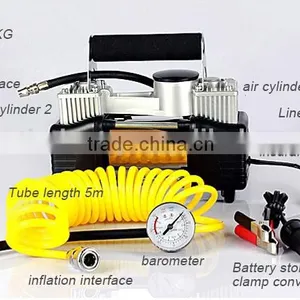 Metal Double Cylinder Mini Car Air Compressor/Car Inflator thumbnail-1