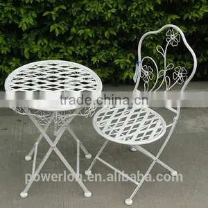 Dollhouse Furniture Children Table With 2 Chairs Folding Garden Patio Set Creamy White thumbnail-1