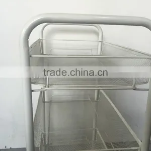 Metal Mesh Rolling Cart Trolly Organizer Shelves Handle Portable Style thumbnail-4