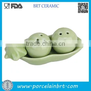 Green Pea Ceramic Salt and Pepper Shaker Wedding Favor thumbnail-1