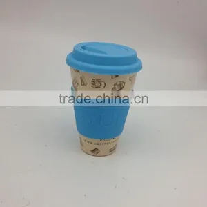 Best Selling Biodegradable Bamboo Fiber Coffee Cup With Sleeve and Lid thumbnail-4