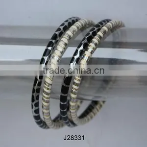 Round Metal Bangles With White and Black Patterns Available in All Colours thumbnail-1