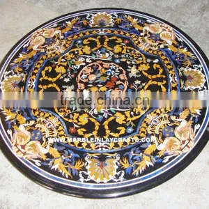 Round Marble Inlay Dining Table Top thumbnail-1
