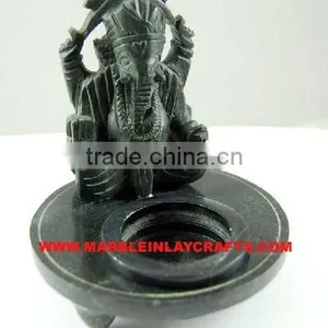 Black Marble Ganesha Candle Holder thumbnail-1