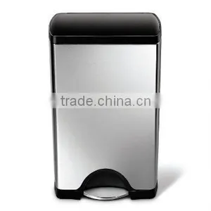 Rectangle Stainless Steel Foot Pedal Trash Can With Plastic Lid thumbnail-6