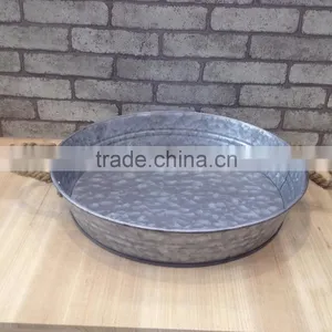 Essential Home Aged Galvanized Metal Serving Tray With Rope Handle thumbnail-1