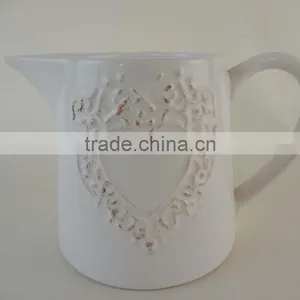 500ml White Color Emboss Ceramic Kettle Jug thumbnail-4