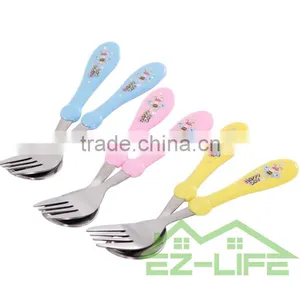 Korean Cute Stainless Steel Baby Spoon and Fork Set thumbnail-2