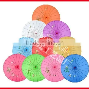 Flower Panited Chinese Silk Bamboo Parasol thumbnail-5