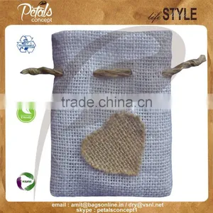 Jute Drawstring Pouches With Natural Colour Jute Made Design Embossed thumbnail-1