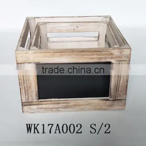 Garden Wooden Flower Pot With Handle, Antique Brown Wooden Plant Planter thumbnail-2