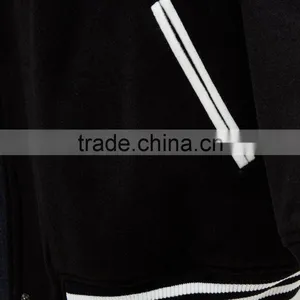 Plus Size Clothing Manufacturer Wholesale Black Stripe Trim Bomber Varsity Jacket Plus Size thumbnail-5