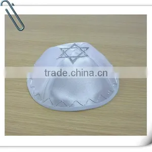 Satin Kippah With White Colour thumbnail-1